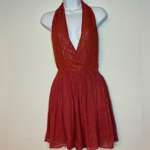 NWOT Hand beaded Halter dress XS